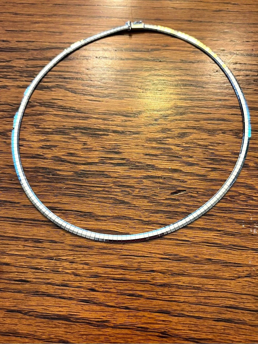 14K white gold 4 mm domed omega necklace - 16”